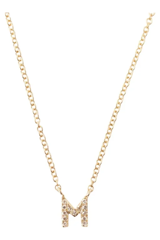 Chan Luu 14k Gold and White Diamond Initial Necklace