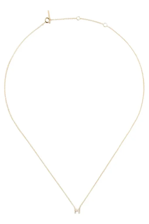 Chan Luu 14k Gold and White Diamond Initial Necklace