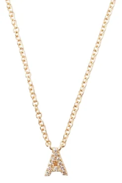 Chan Luu 14k Gold and White Diamond Initial Necklace