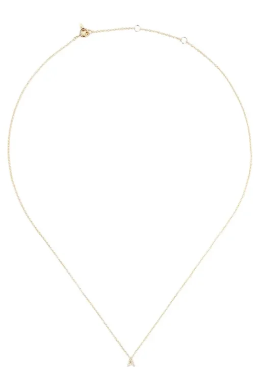 Chan Luu 14k Gold and White Diamond Initial Necklace