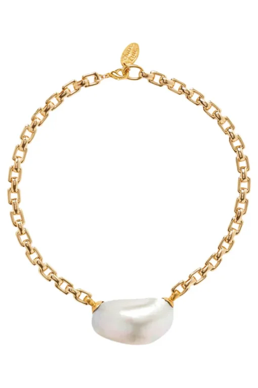 Chan Luu Martine Necklace in Grey Pearl