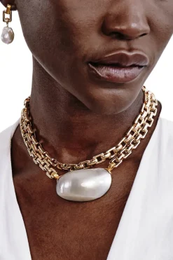 Chan Luu Martine Necklace in Grey Pearl