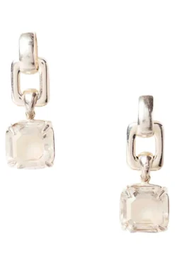Chan Luu Silver Ellis Earrings in Crystal
