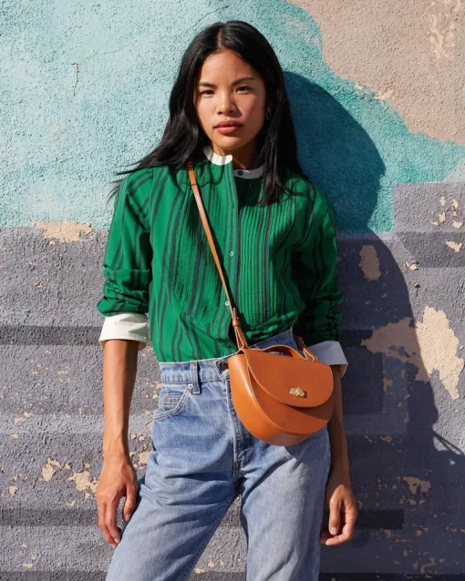 Clare V. Elodie Bag in Cuoio Vachetta