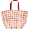 Clare V. Giant Marine Tote in Natural w/ Bright Poppy Net Printed Canvas