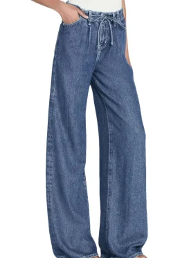 Frame Denim Drawstring Wide Leg in Ghost