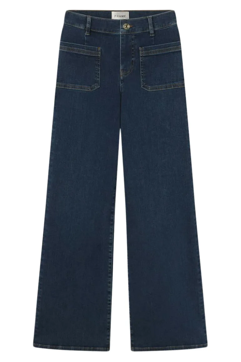 Frame Denim Le Slim Palazzo Bardot Pocket in Cursive