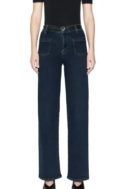 Frame Denim Le Slim Palazzo Bardot Pocket in Cursive