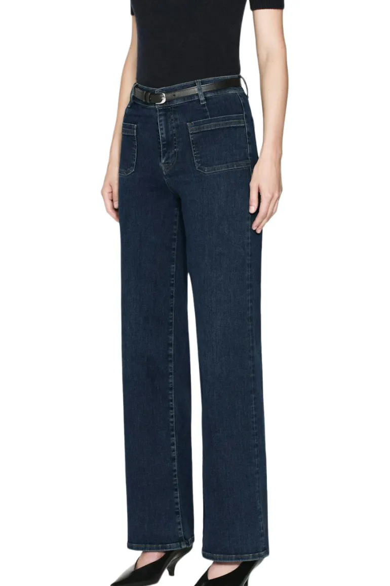 Frame Denim Le Slim Palazzo Bardot Pocket in Cursive