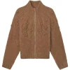 Frame Denim Popcorn Zip Cardigan in Mink