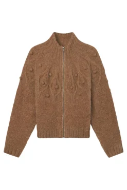 Frame Denim Popcorn Zip Cardigan in Mink