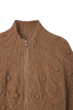 Frame Denim Popcorn Zip Cardigan in Mink
