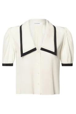 Frame Denim Sailor Blouse in Cream Multi