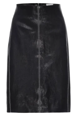 Frame Denim Seam Detail Leather Skirt in Black