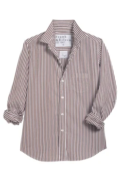 Frank & Eileen Barry Tailored Button Up Shirt in Brown Stripe