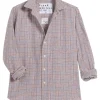 Frank & Eileen Barry Tailored Button Up Shirt in Small Brown, Navy Plaid