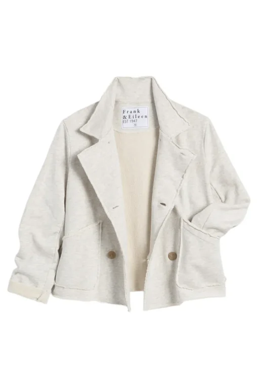 Frank & Eileen Cropped Peacoat in Heather White Melange