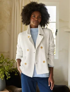 Frank & Eileen Cropped Peacoat in Heather White Melange