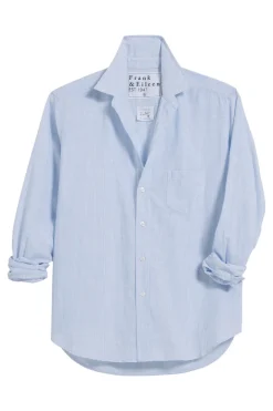 Frank & Eileen Eileen Relaxed Button Up Shirt in Light Blue Stripe