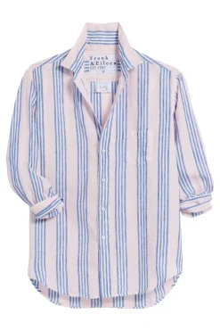 Frank & Eileen Eileen Relaxed Button Up in Blue, Pink Multi Stripe