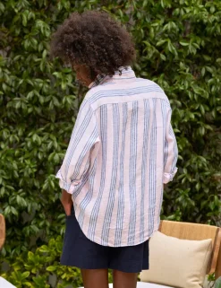 Frank & Eileen Eileen Relaxed Button Up in Blue, Pink Multi Stripe