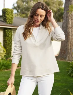 Frank & Eileen Patrick Popover Henley in Light Heather Gray Melange