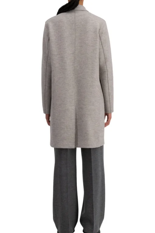 Harris Wharf London Pressed Wool Topcoat in Stone Melange