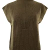 Kujten Frida Sleeveless Turtleneck Sweater in Kaki Chine