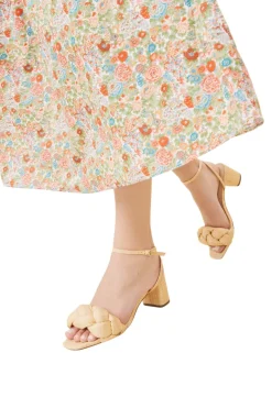Loeffler Randall Avril Mid Heel Sandal in Natural