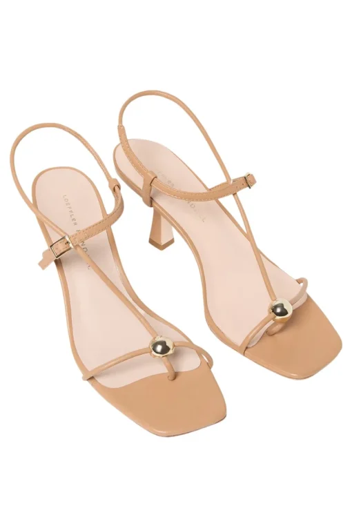 Loeffler Randall Triana Leather Mid-Heel Sandal in Dune