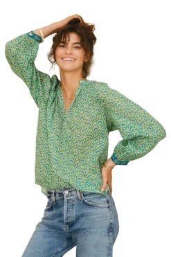 M.A.B.E. Dana Long Sleeve Top in Green