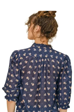 M.A.B.E. Dulcie Long Sleeve Top in Navy