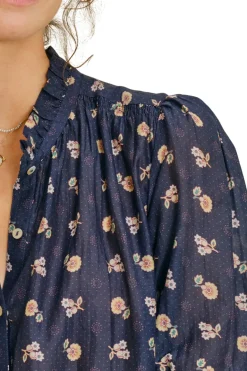 M.A.B.E. Dulcie Long Sleeve Top in Navy