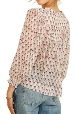 M.A.B.E. Kiki Printed Long Sleeve Top in Blue