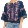 M.A.B.E. Lena Embroidered Top in Navy