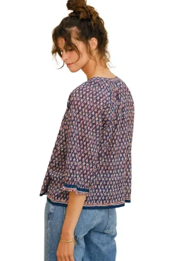 M.A.B.E. Mari Printed Top in Indigo