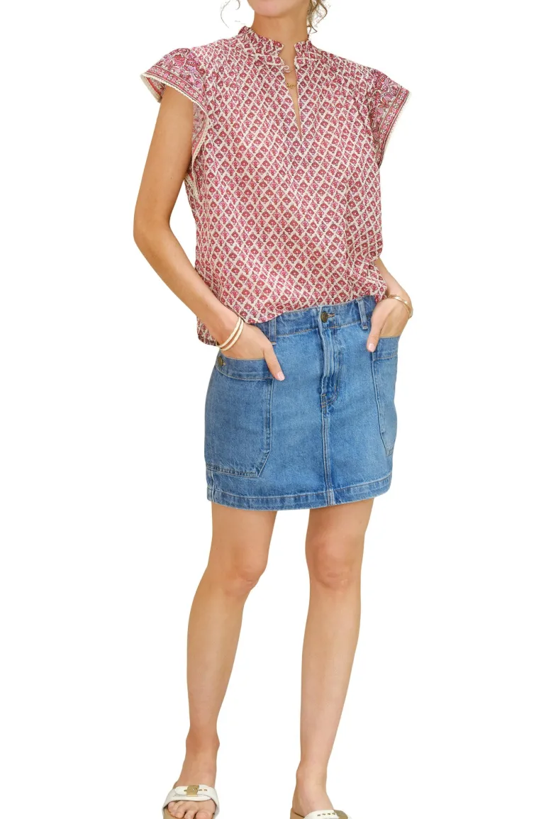 M.A.B.E. Viti Short Sleeve Top in Pink