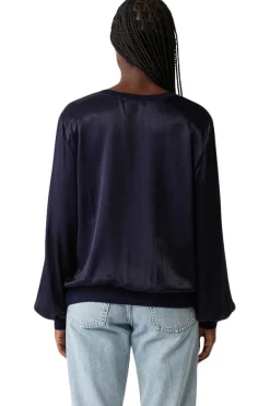 Michael Stars Ariel Satin Sweatshirt in Nocturnal