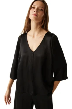 Michael Stars Cobie V-Neck Satin Top