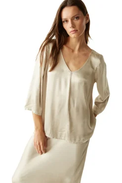 Michael Stars Cobie V-Neck Satin Top