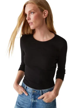 Michael Stars Dakota 3/4 Sleeve Tee in White