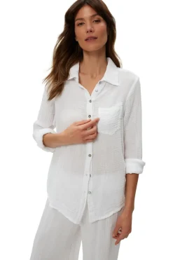 Michael Stars Ernie Button Down w/ Pocket in White