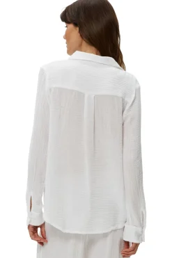 Michael Stars Ernie Button Down w/ Pocket in White