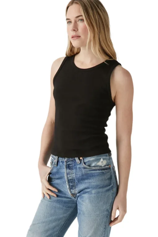 Michael Stars Kendall Cropped Tank in Black
