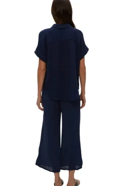 Michael Stars Medina Cropped Gauze Pants in Nocturnal