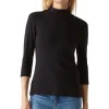 Michael Stars Nico Mock Neck Tee in Black