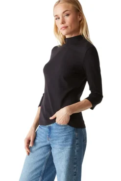 Michael Stars Nico Mock Neck Tee in Black