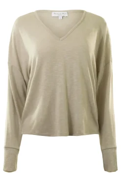 Michael Stars Patty V-neck Top in Oatmeal