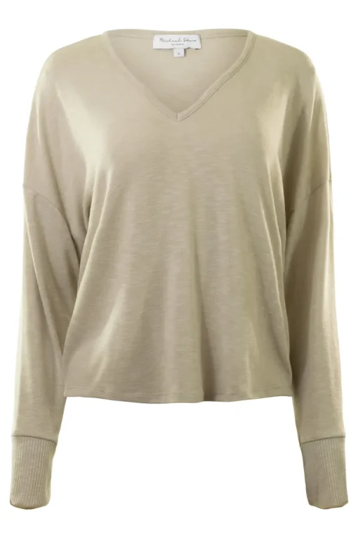 Michael Stars Patty V-neck Top in Oatmeal