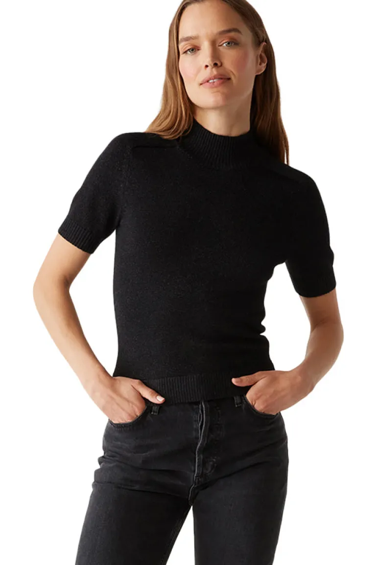 Michael Stars Sabel Mock Neck Top in Black